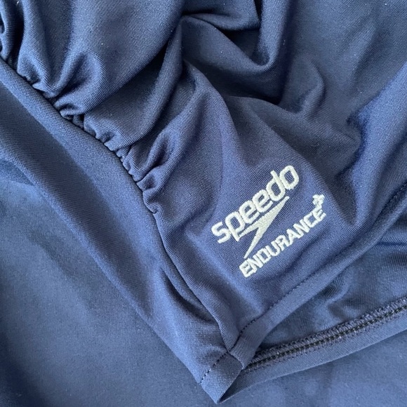 Speedo Endurance Plus Size Blue Ruched Sides One Piece Swimsuit - Picture 6 of 6